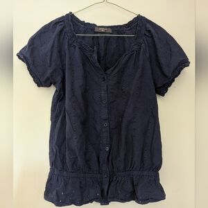Dark Blue Peasant Blouse